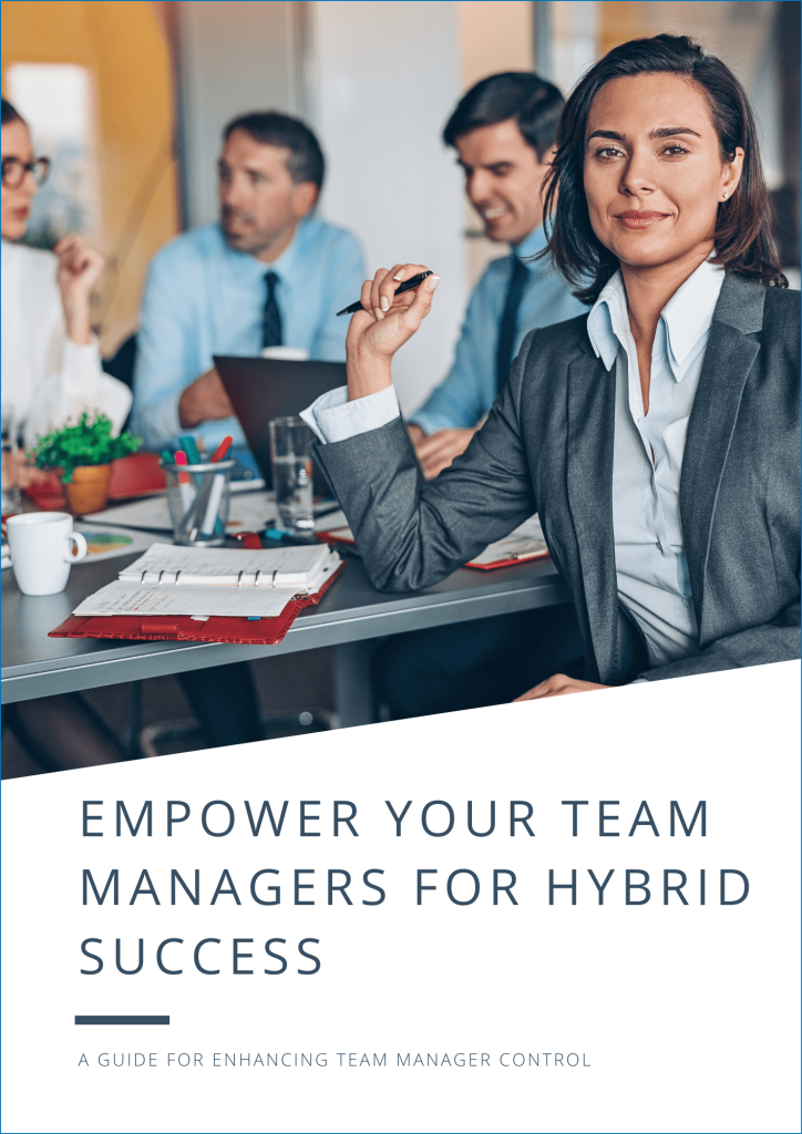 This image shows the cover page of a guide to Empower Your Team Managers for Hybrid Success.   