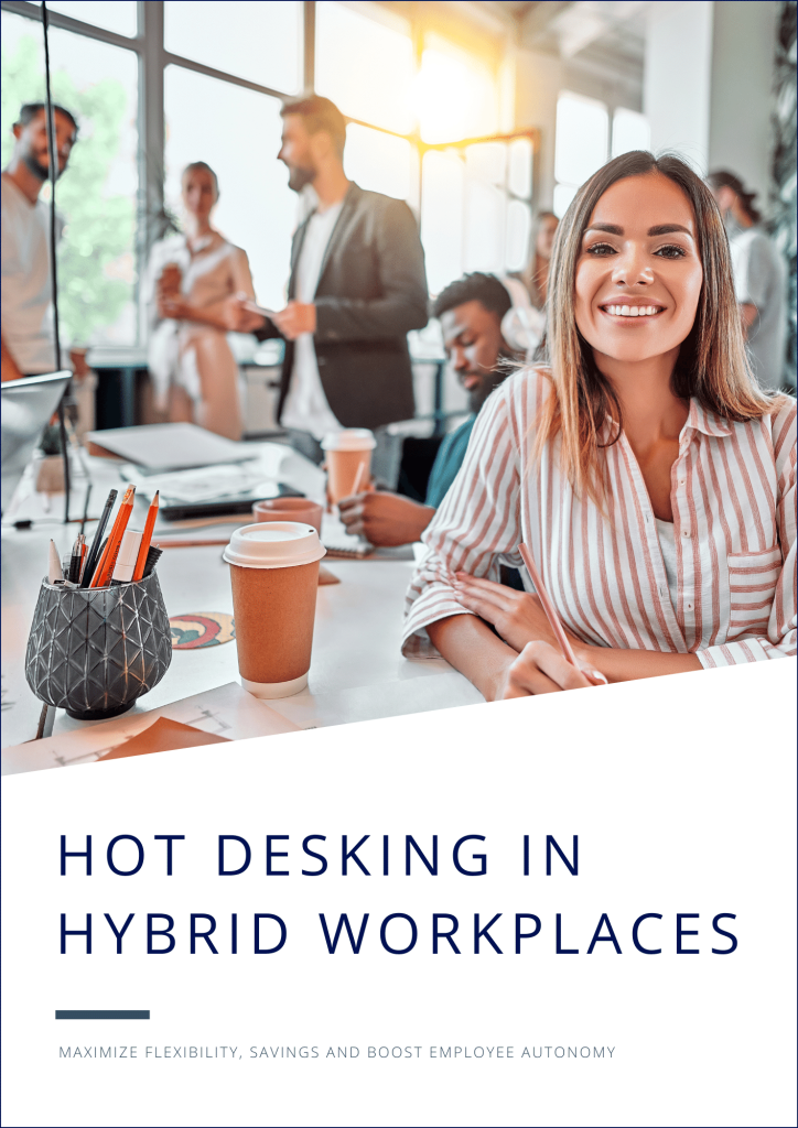 Cover the for the hot desk guide for hybrid workplaces which helps organization to maximize their cost saving, flexibility and team collaboration. 